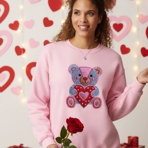 Charming Pink Teddy Bear Sweatshirt